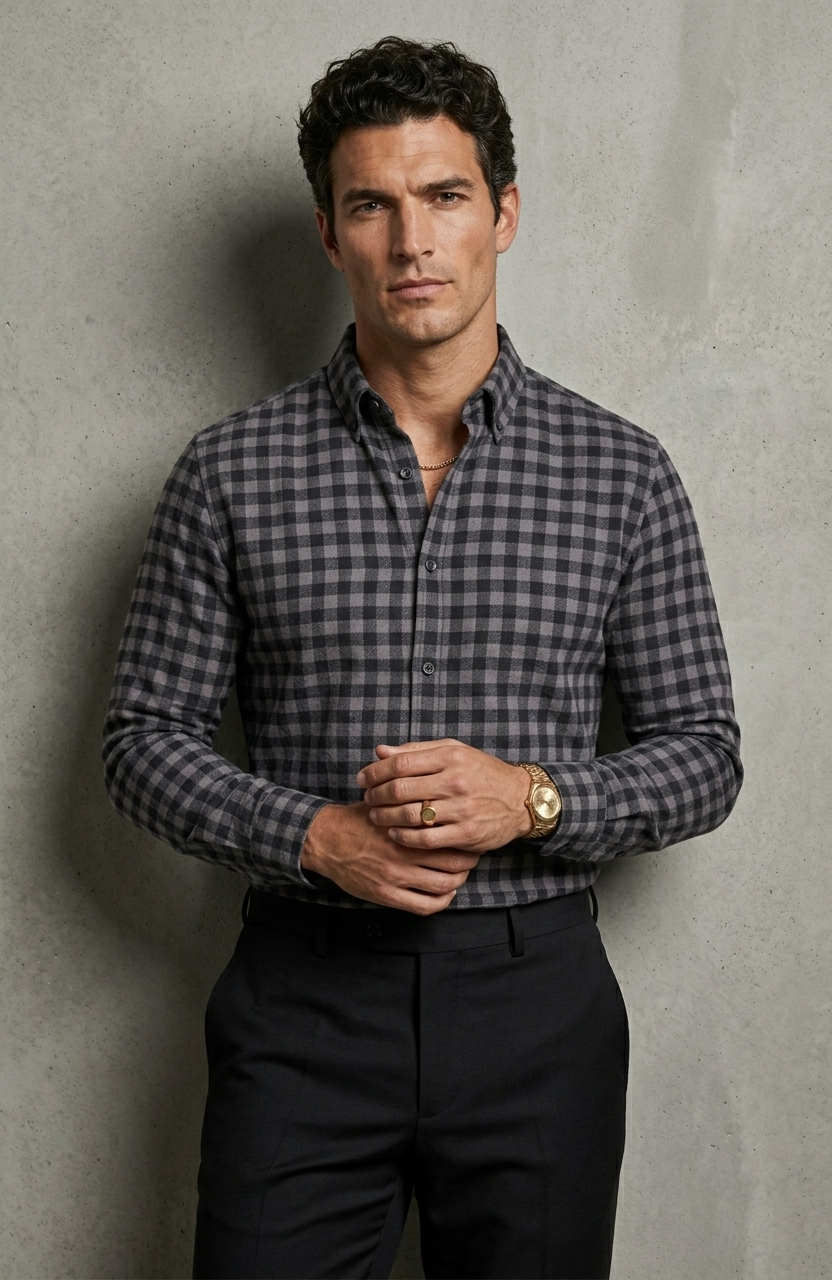 Men's Executive Gingham Flannel Shirt                 v`