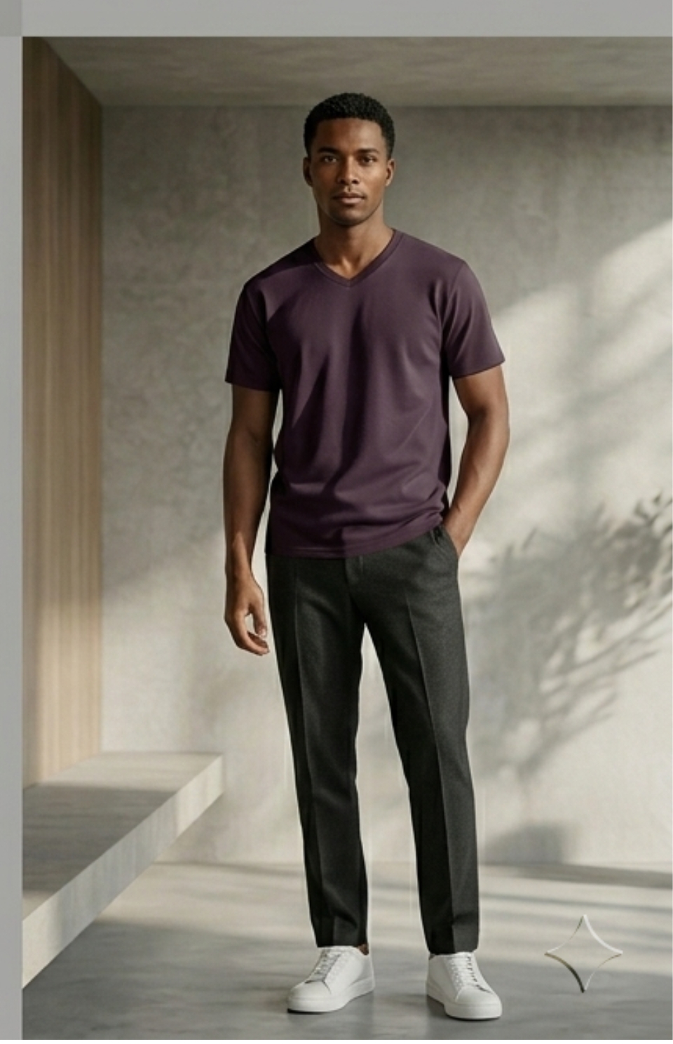 Men's Premium V-Neck Essential Tee – Deep Plum