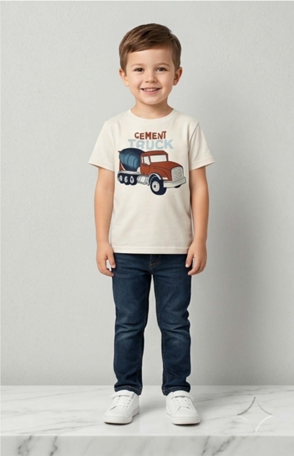 Boys' "Cement Truck" Graphic Tee – Natural Cream