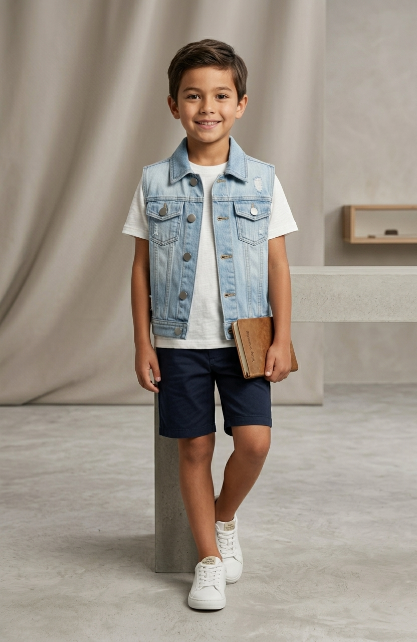 Junior Urban Edge Distressed Denim Vest