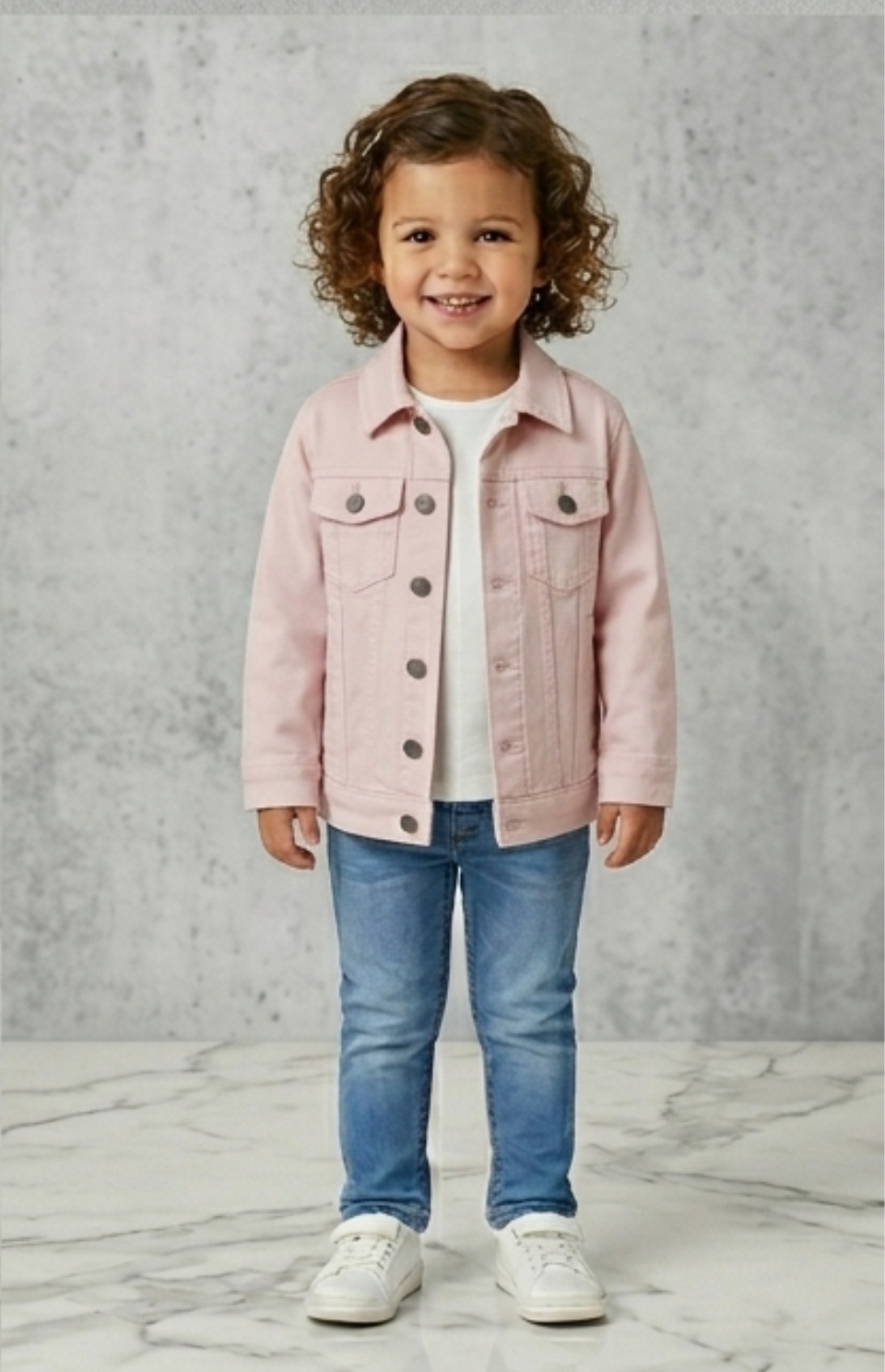Girls' Sweet Petal Denim Jacket