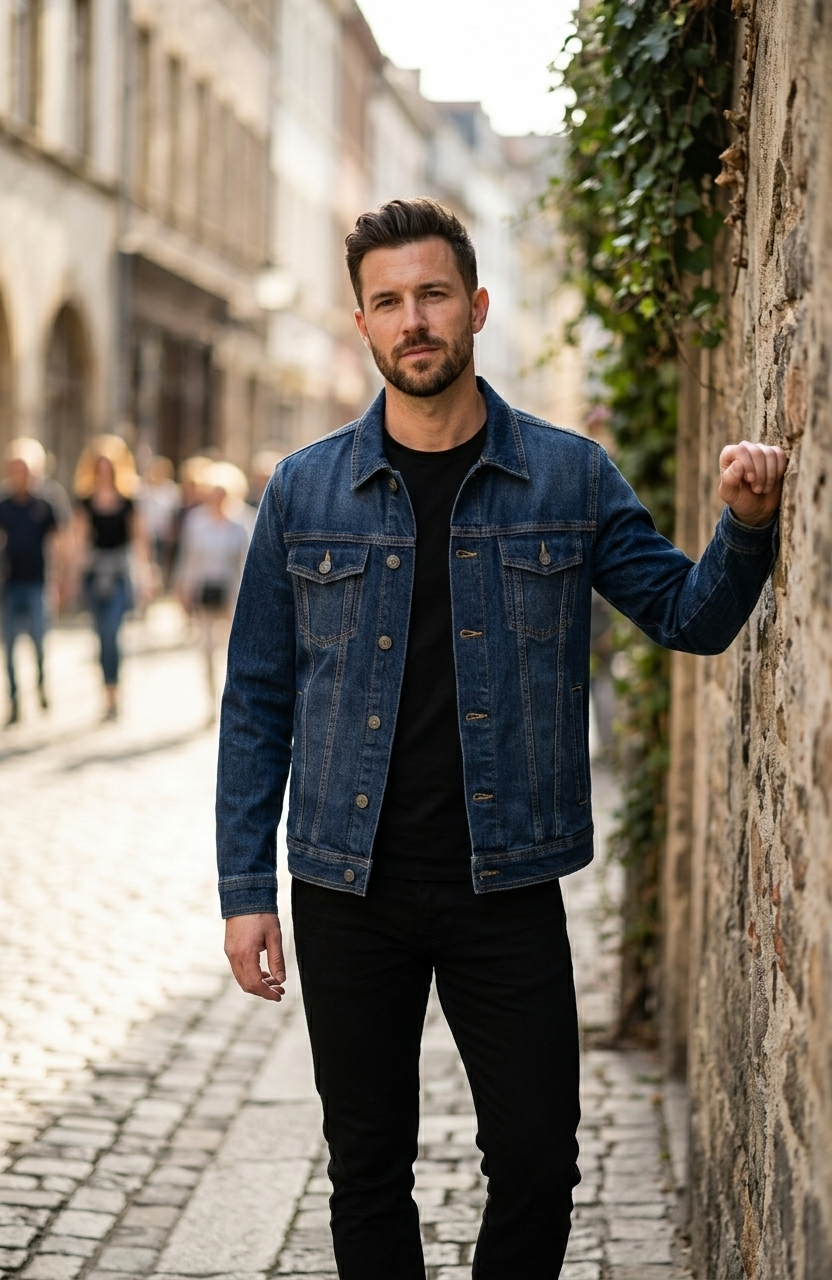 Classic Mid-Wash Essential Denim Jacket